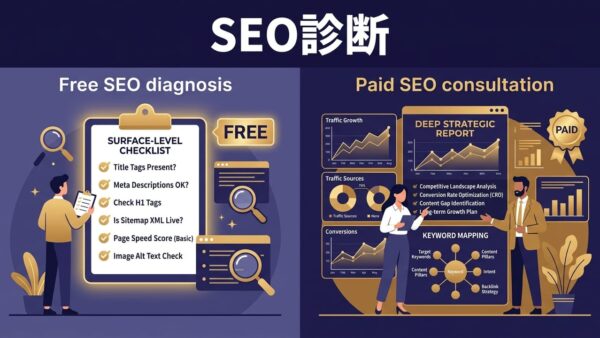 SEO無料診断サービスの特徴と落とし穴｜無料と有料（スポット診断）何が違うか